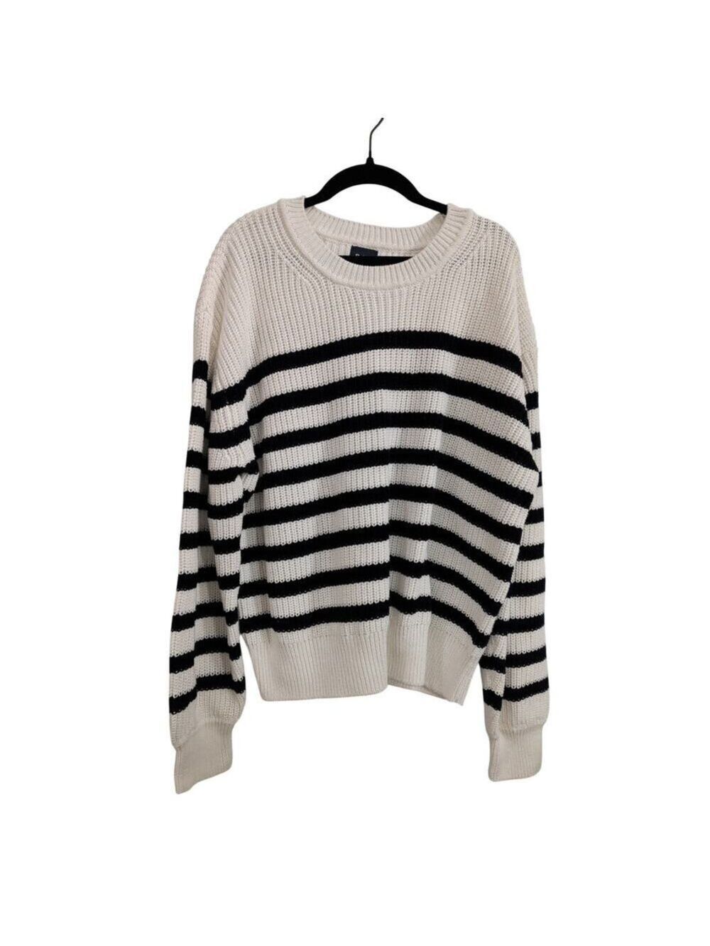 Gap Women's Woven Crewneck Sweater Black White Size XL